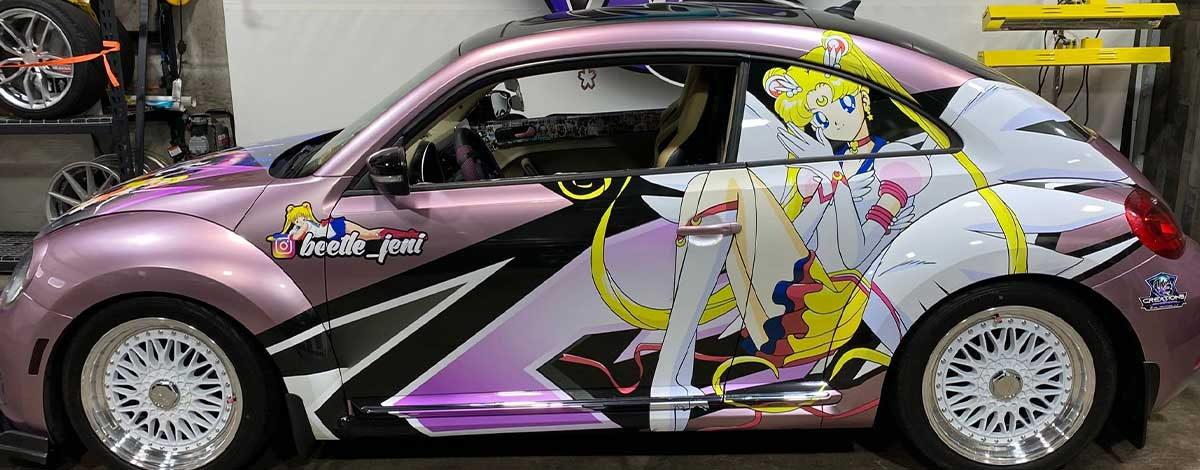 Anime-themed vehicle wrap by WB Creations
