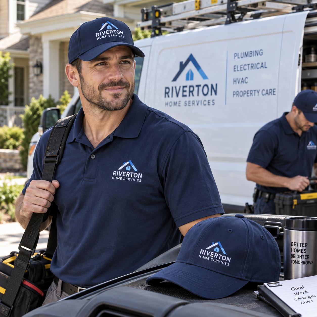 Custom Contractor Polo Sport-Tek ST550 in use