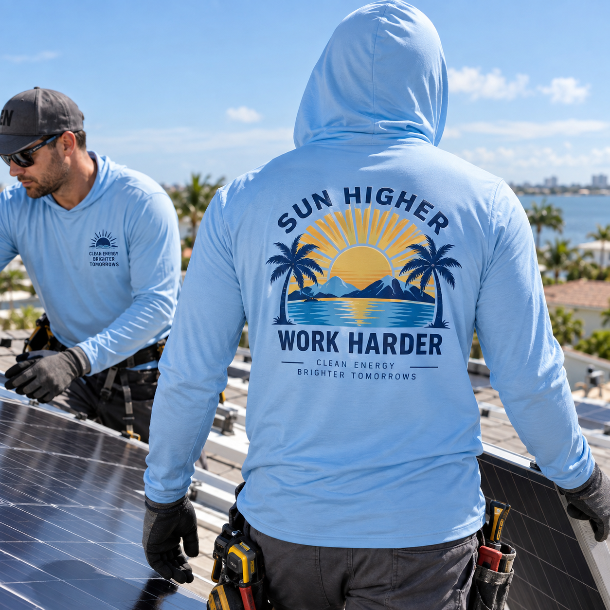 Custom Contractor Sun Hoodie ST420LSH light blue back